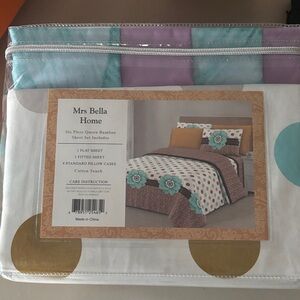 Teal and purple Polka Dot Bamboo Sheet Set